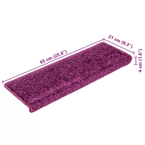20 db lépcsőszőnyeg 65 x 21 x 4 cm lila téglalap alakú széllel