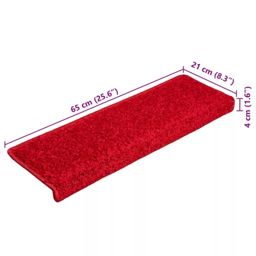 20 db piros, téglalap alakú szélű lépcsőszőnyeg 65 x 21 x 4 cm