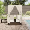 Kettős Napozóágy Tetővel Barna 205 x 129 x 200 cm PE rattan