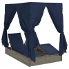 Kettős Napozóágy Tetővel Szürke 205 x 129 x 200 cm PE rattan