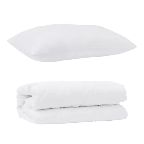 Takaró szett párnával 2 pcs Fehér Mikroszálas