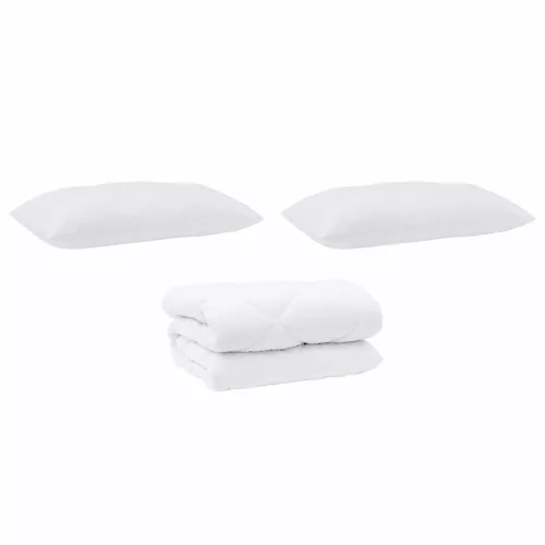 Takaró párnákkal párnával 3 pcs Fehér Mikroszálas és Pehelytoll