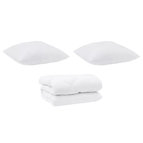 Takaró párnákkal párnával 3 pcs Fehér Mikroszálas és Pehelytoll