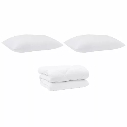 Takaró párnákkal párnával 3 pcs Fehér Mikroszálas és Pehelytoll