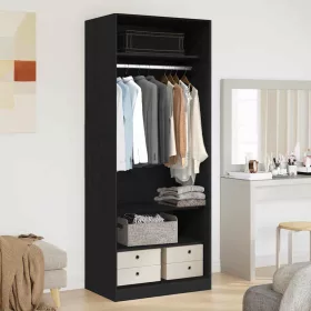   Ruhásszekrény polcokkal Fekete tölgy 80 x 50 x 200 cm Faanyag