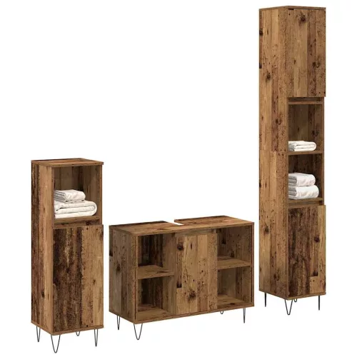 Fürdőszoba Bútor Szett 3 pcs Öreg fa 30 x 30 x 180 cm Faanyag