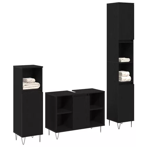 Fürdőszoba Bútor Szett 3 pcs Fekete tölgy 30 x 30 x 180 cm