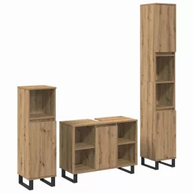   Fürdőszoba bútor szett 3 pcs Barna 30 x 30 x 180 cm Faanyag