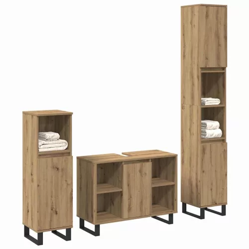 Fürdőszoba bútor szett 3 pcs Barna 30 x 30 x 180 cm Faanyag