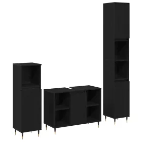   Fürdőszobai Bútor Készlet 3 pcs Fekete tölgy 30 x 30 x 180 cm