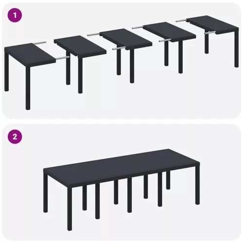 Kerti Asztal Antracit 250 x 100 x 73 cm polirattan