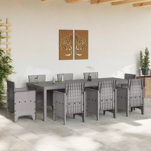 Kerti Asztal Világosszürke 250 x 100 x 73 cm polirattan