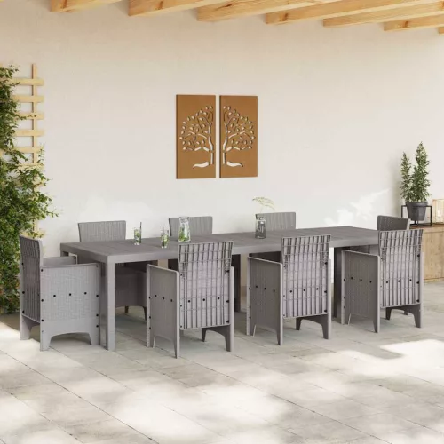 Kerti Asztal Világosszürke 300 x 100 x 73 cm polirattan