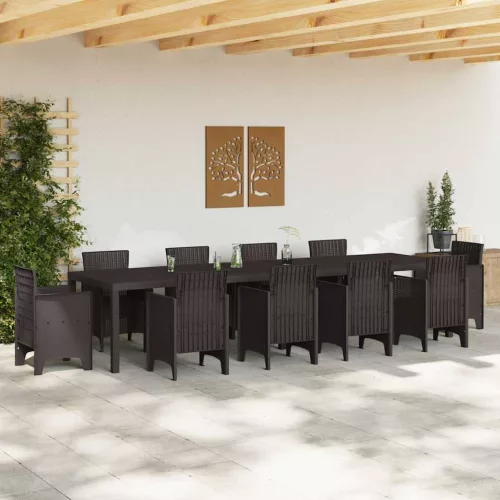 Kerti Asztal Barna 350 x 100 x 73 cm polirattan