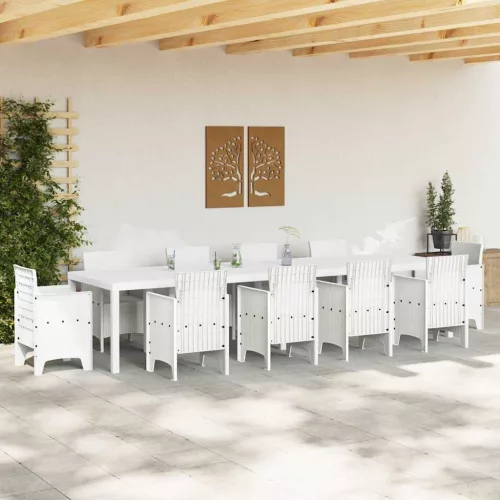 Kerti Asztal Fehér 350 x 100 x 73 cm polirattan