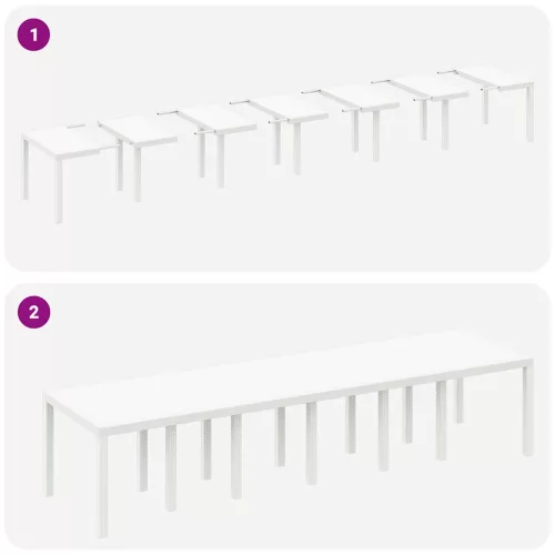 Kerti Asztal Fehér 350 x 100 x 73 cm polirattan