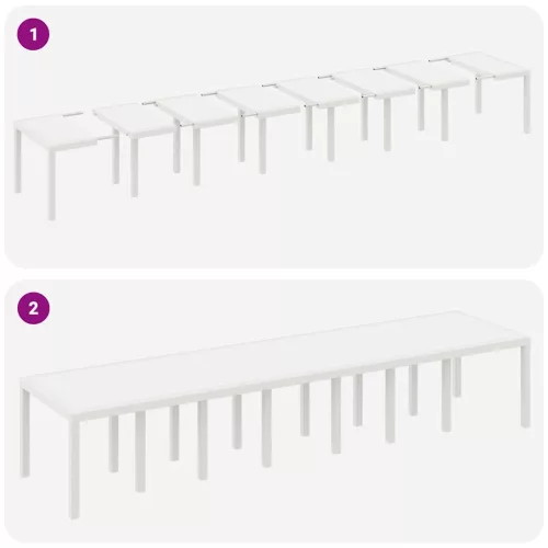 Kerti Asztal Fehér 400 x 100 x 73 cm polirattan