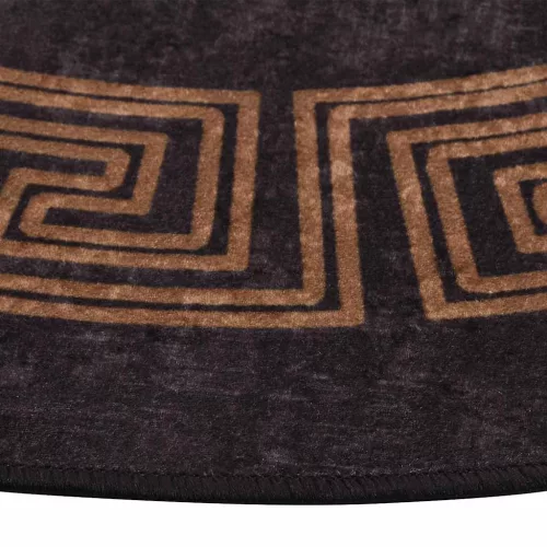 Fekete és arany csúszásmentes mosható szőnyeg φ 120 cm