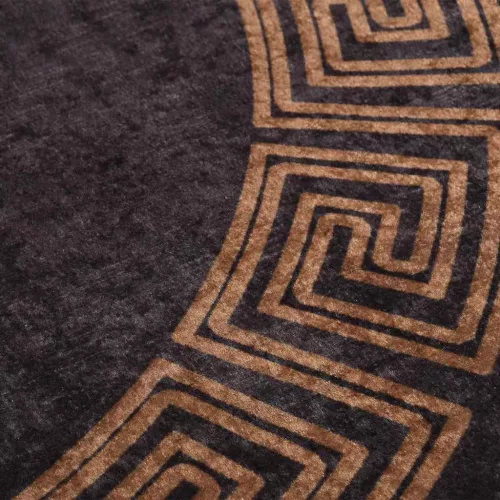 Fekete és arany csúszásmentes mosható szőnyeg φ 120 cm