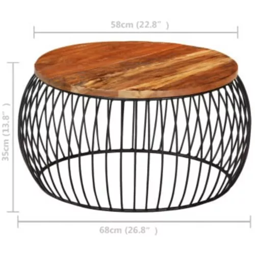 Tömör újrahasznosított fa dohányzóasztal Ø68 cm