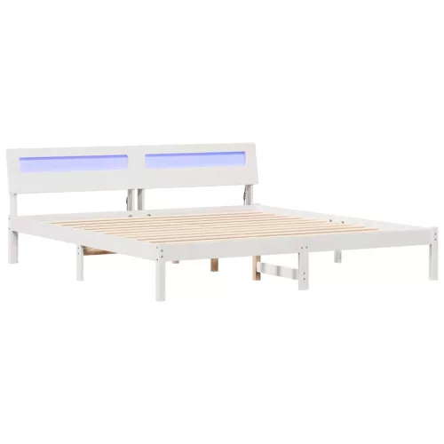Ágykeret LED -es lámpákkal Fehér 200 x 200 cm faszínű