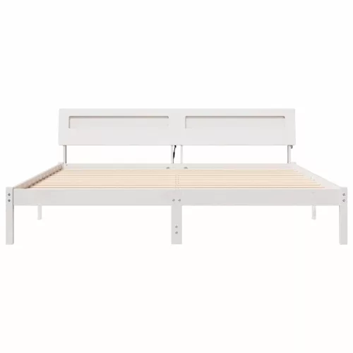 Ágykeret LED -es lámpákkal Fehér 200 x 200 cm faszínű