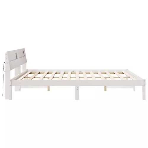 Ágykeret LED -es lámpákkal Fehér 200 x 200 cm faszínű