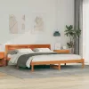 Ágykeret LED -es lámpákkal Barna 200 x 200 cm Tömör fa