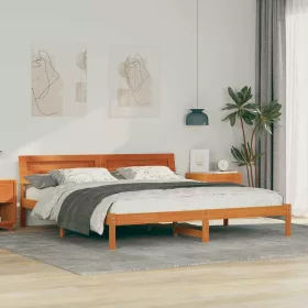 Ágykeret LED -es lámpákkal Barna 200 x 200 cm Tömör fa