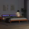 Ágykeret LED -es lámpákkal Barna 200 x 200 cm Tömör fa