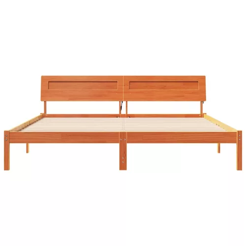 Ágykeret LED -es lámpákkal Barna 200 x 200 cm Tömör fa