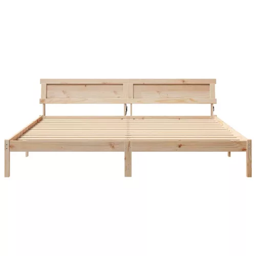 Ágykeret LED -es lámpákkal Barna 200 x 200 cm Tömör fenyőfa