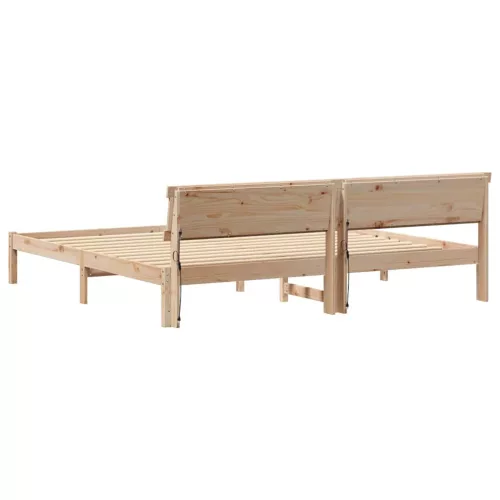Ágykeret LED -es lámpákkal Barna 200 x 200 cm Tömör fenyőfa