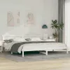 Ágykeret LED -es lámpákkal Fehér 200 x 200 cm Tömör fenyőfa