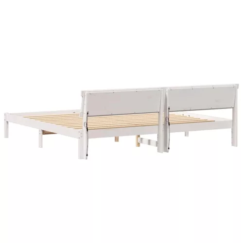 Ágykeret LED -es lámpákkal Fehér 200 x 200 cm Tömör fenyőfa