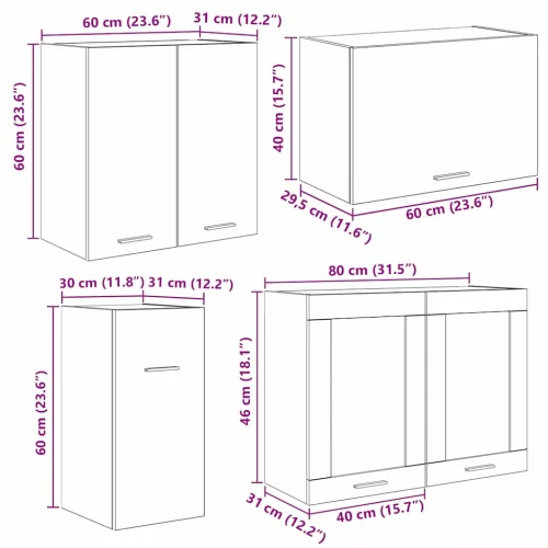 Konyhaszekrény garnitúra fiókkal Lyon 8 pcs Szürke Sonoma