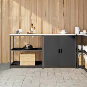   Konyhai Tároló Készlet polcokkal 2 pcs Fekete 180 x 50 x 92 cm