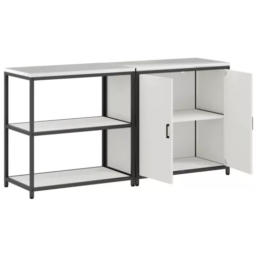 Konyhai Tároló Készlet polcokkal 2 pcs Fehér 180 x 50 x 92 cm