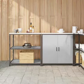   Konyhai Tároló Készlet polcokkal 2 pcs Ezüst 180 x 50 x 92 cm