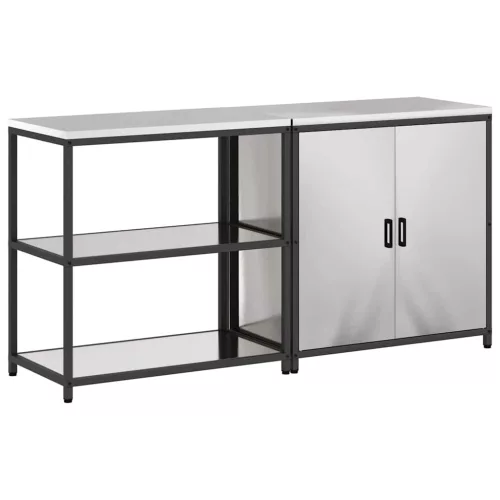Konyhai Tároló Készlet polcokkal 2 pcs Ezüst 180 x 50 x 92 cm