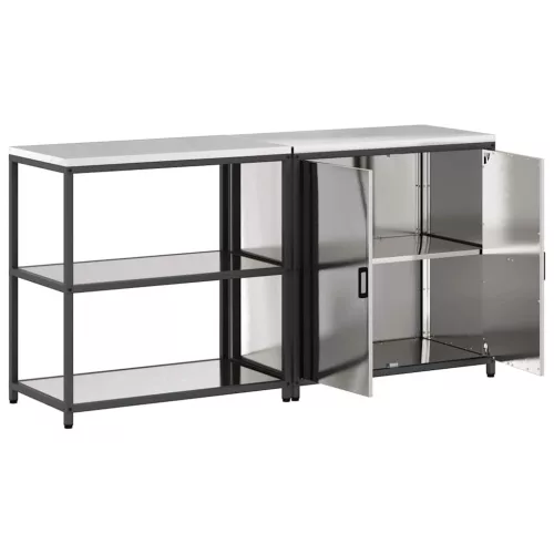 Konyhai Tároló Készlet polcokkal 2 pcs Ezüst 180 x 50 x 92 cm