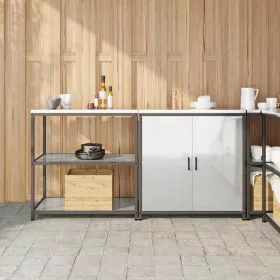   Konyhai Tároló Készlet polcokkal 2 pcs Ezüst 180 x 50 x 92 cm