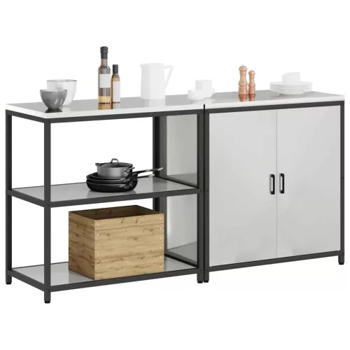 Konyhai Tároló Készlet polcokkal 2 pcs Ezüst 180 x 50 x 92 cm