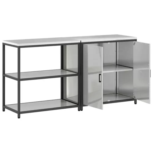 Konyhai Tároló Készlet polcokkal 2 pcs Ezüst 180 x 50 x 92 cm