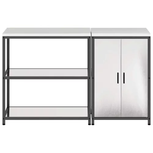 Konyhai Tároló Készlet polcokkal 2 pcs Ezüst Rozsdamentes acél