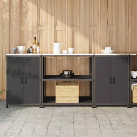   Konyhai Tároló Készlet polcokkal 3 pcs Fekete 210 x 50 x 92 cm