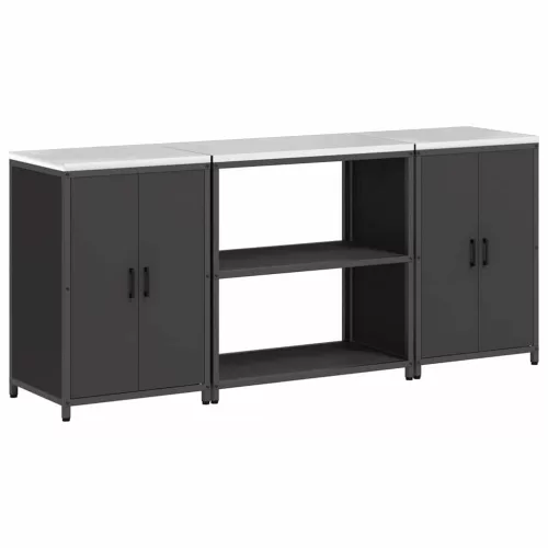 Konyhai Tároló Készlet polcokkal 3 pcs Fekete 210 x 50 x 92 cm