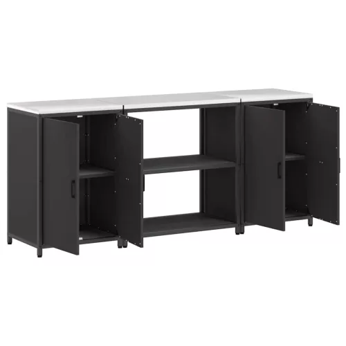 Konyhai Tároló Készlet polcokkal 3 pcs Fekete 210 x 50 x 92 cm