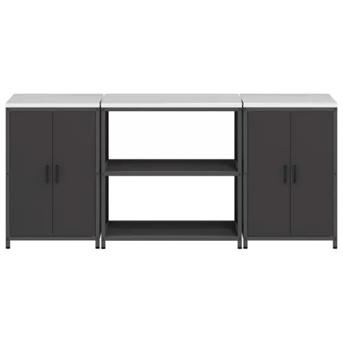 Konyhai Tároló Készlet polcokkal 3 pcs Fekete 210 x 50 x 92 cm
