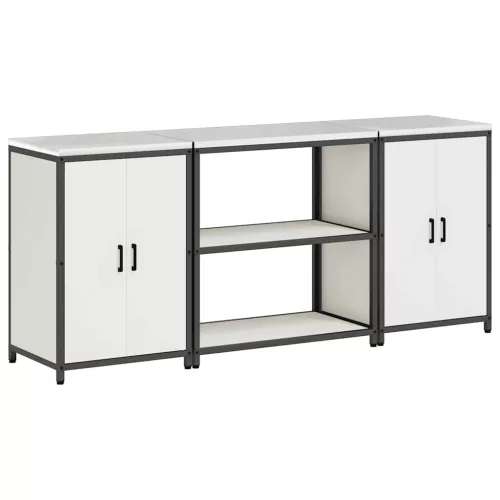 Konyhai Tároló Készlet polcokkal 3 pcs Fehér 210 x 50 x 92 cm